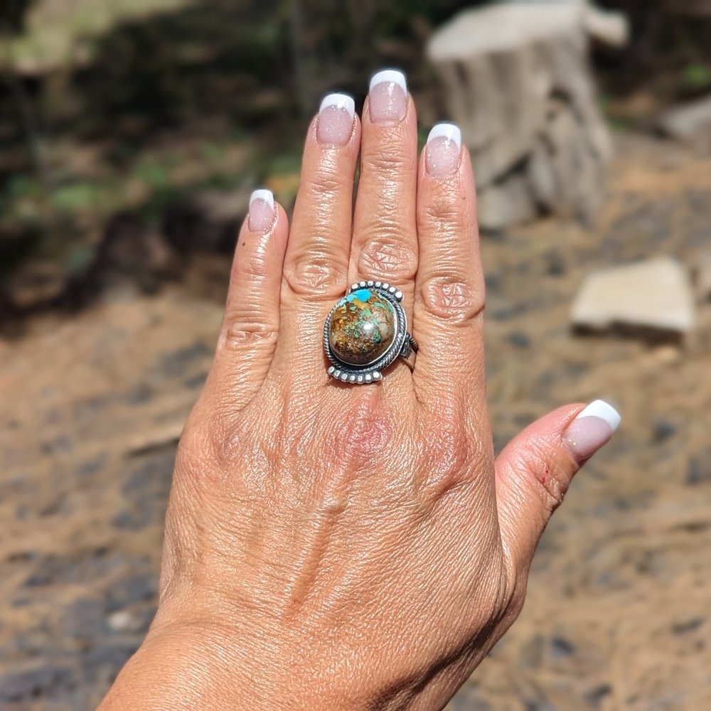 Turquoise and Silver Statement Ring - Picture 9 of 9